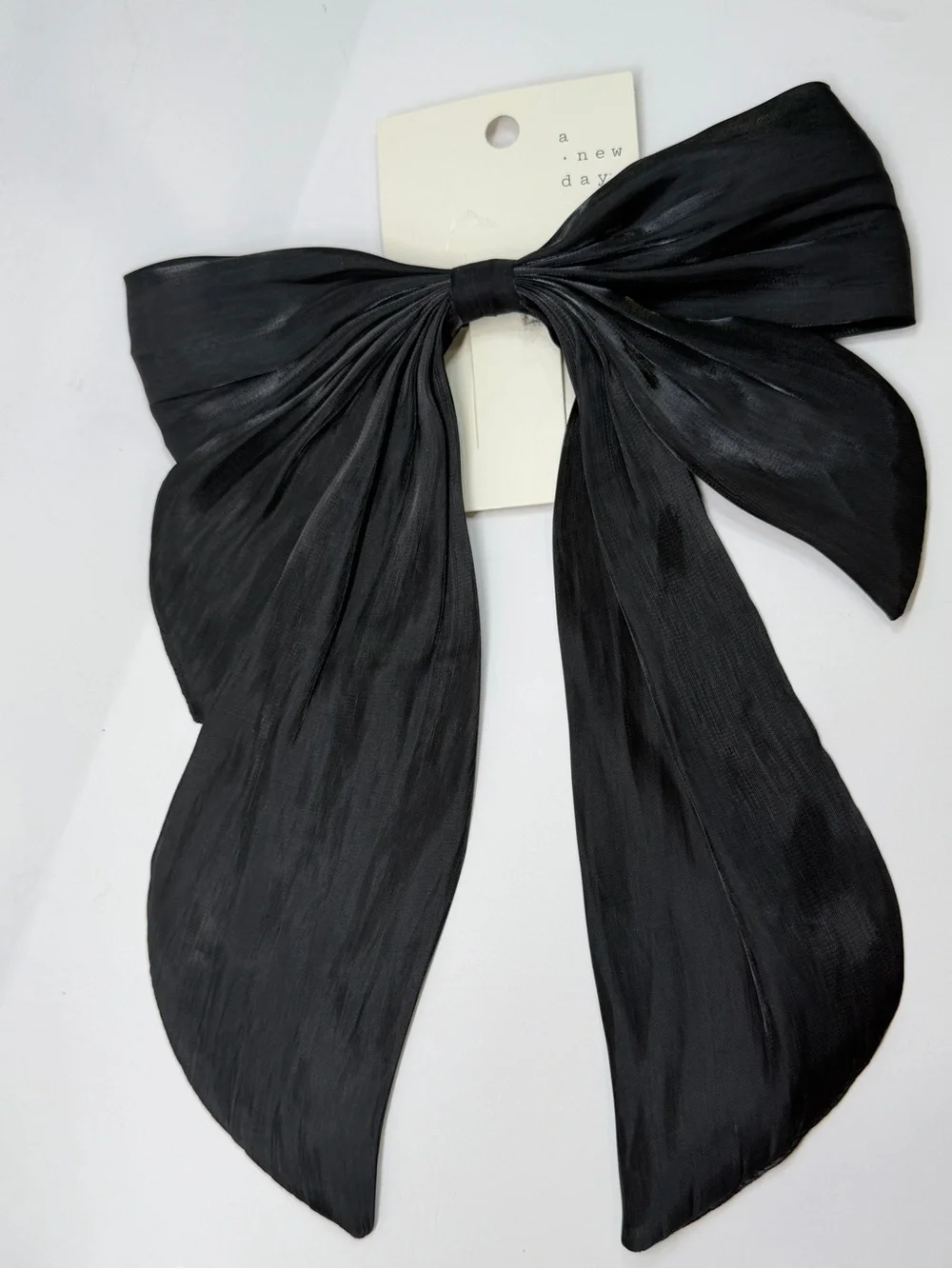 a new day Black Satin Bow Hair Scarf